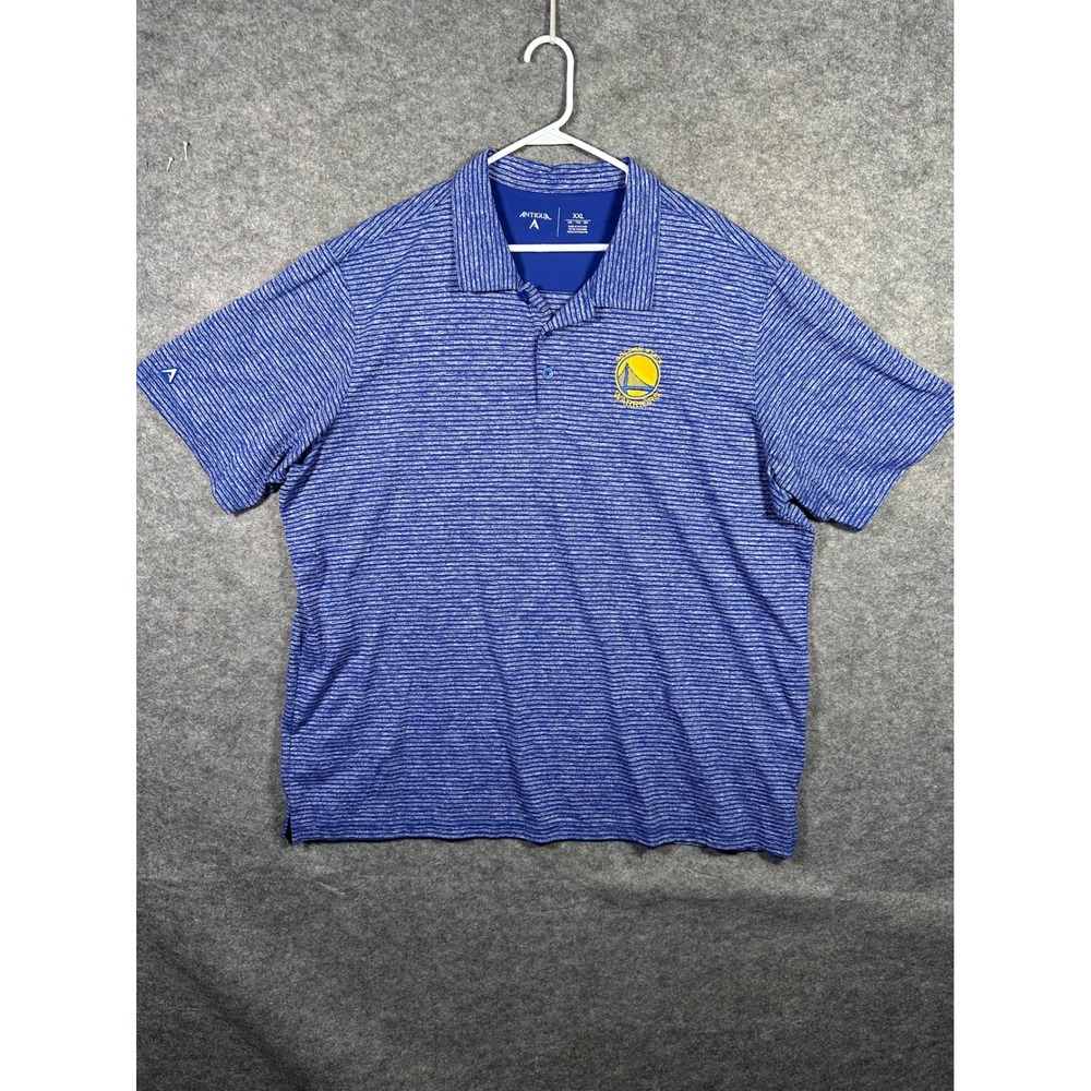 Golden State Warriors Antigua Polo Shirt XXL Blue‎ Stripe NBA Basketball